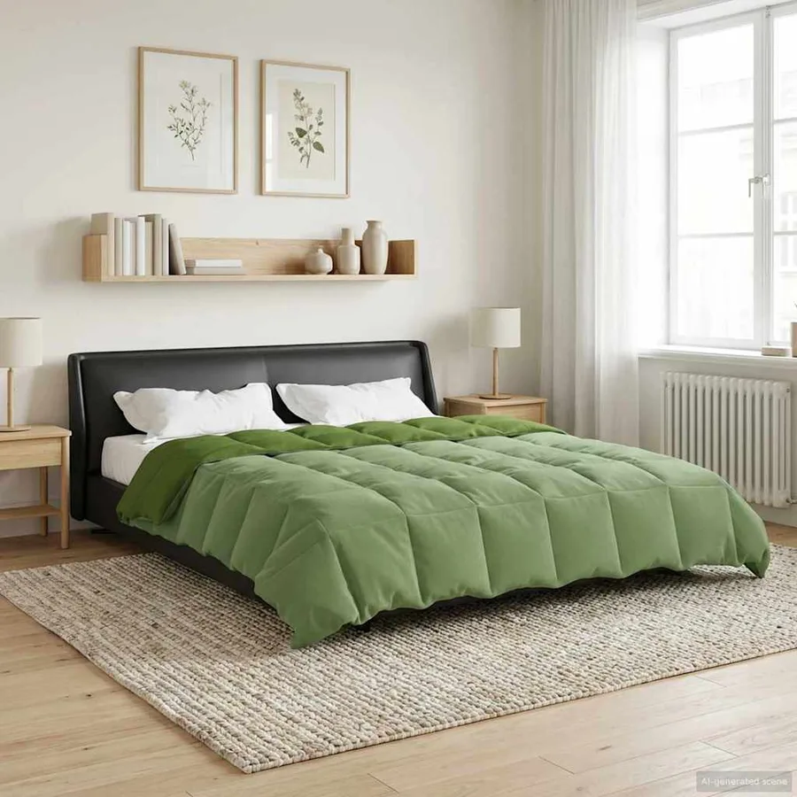 Duvet d'hiver Matelassé Vert 200 x 240 cm Microfibre - 4