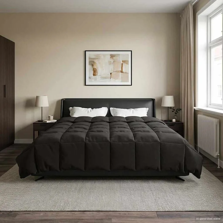 Duvet d'été simple Matelassé Anthracite 200 x 220 cm Microfibre