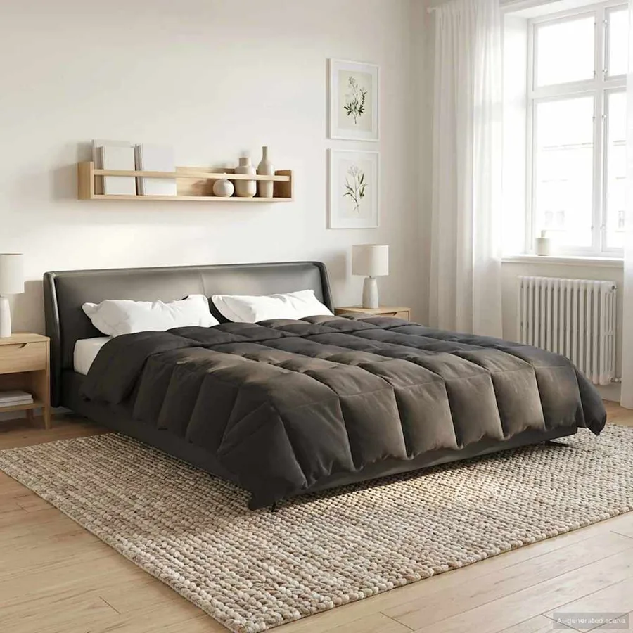Duvet d'été simple Matelassé Anthracite 200 x 220 cm Microfibre - 4