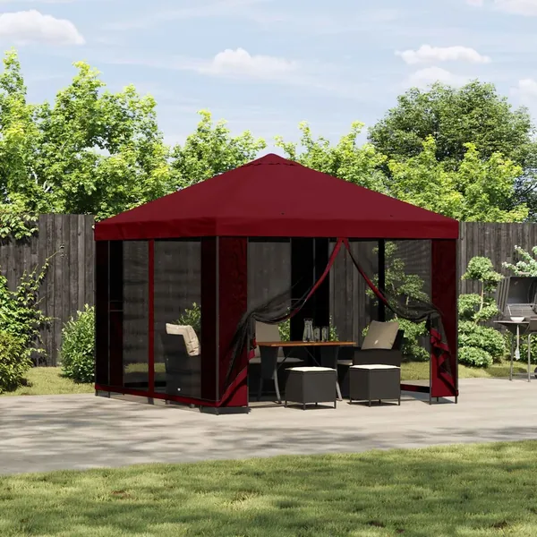 Abri de jardin avec parois 3 x 3 m Bordeaux Polyester et Acier
