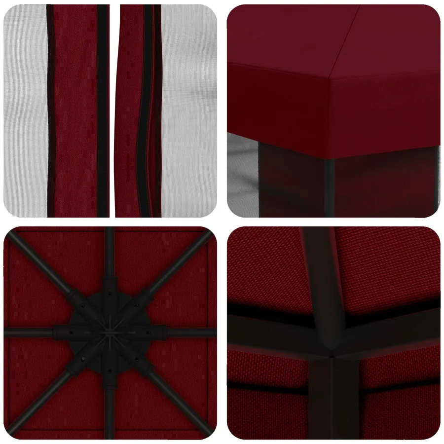 Abri de jardin avec parois 3 x 3 m Bordeaux Polyester et Acier - 7