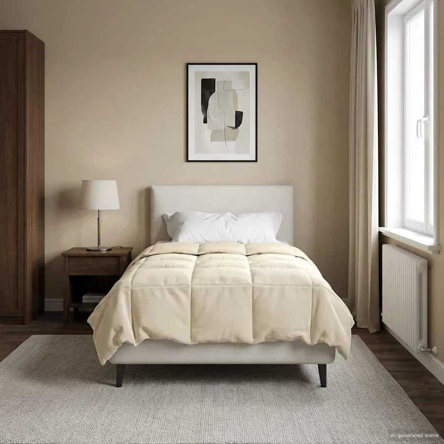 Duvet d'été simple Matelassé Crème 155 x 200 cm Microfibre - 4