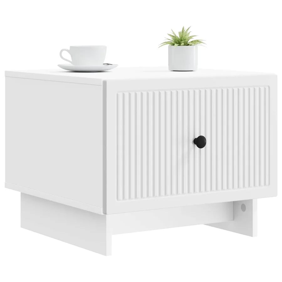 Table basse avec tiroir Blanc 49 x 50 x 40 cm Bois d'ingénierie - 3