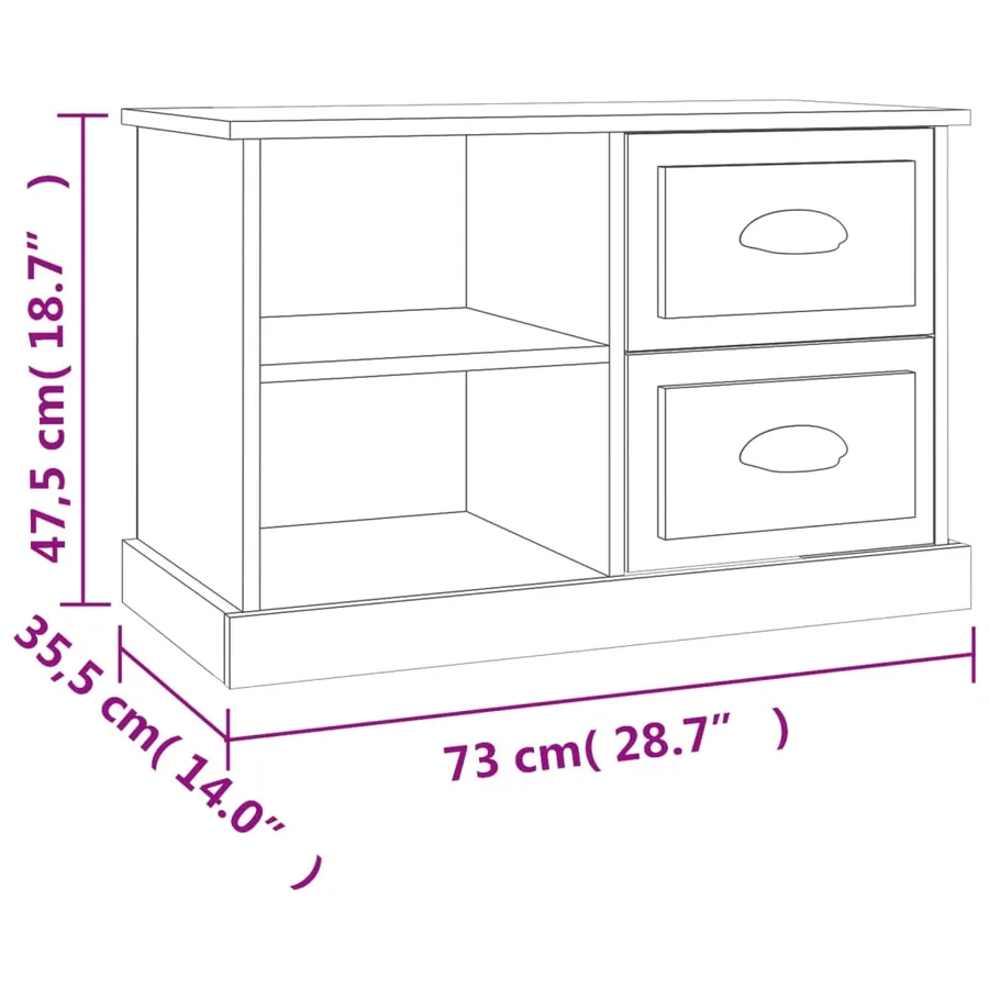 Meuble TV chêne fumé 73x35,5x47,5 cm bois d'ingénierie - 11