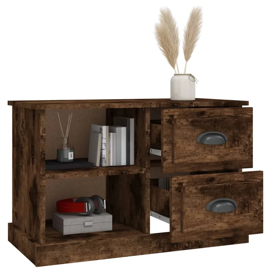 Meuble TV chêne fumé 73x35,5x47,5 cm bois d'ingénierie - 5