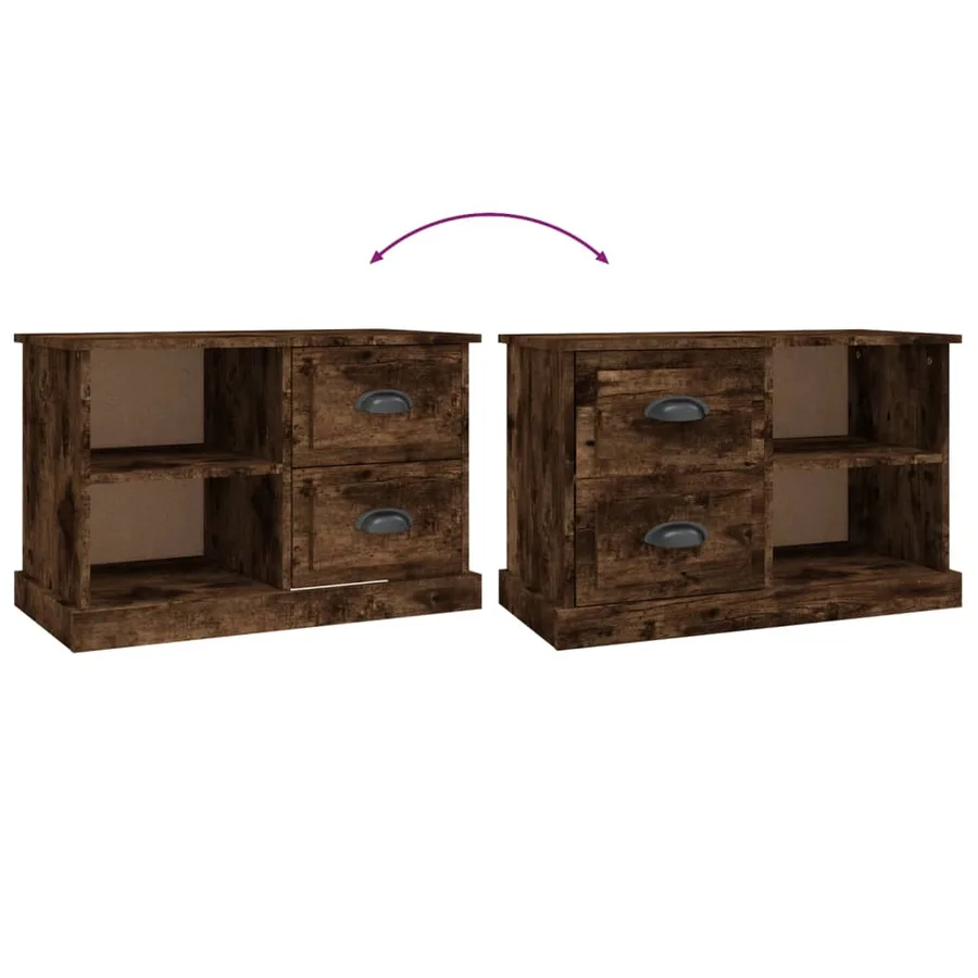Meuble TV chêne fumé 73x35,5x47,5 cm bois d'ingénierie - 9