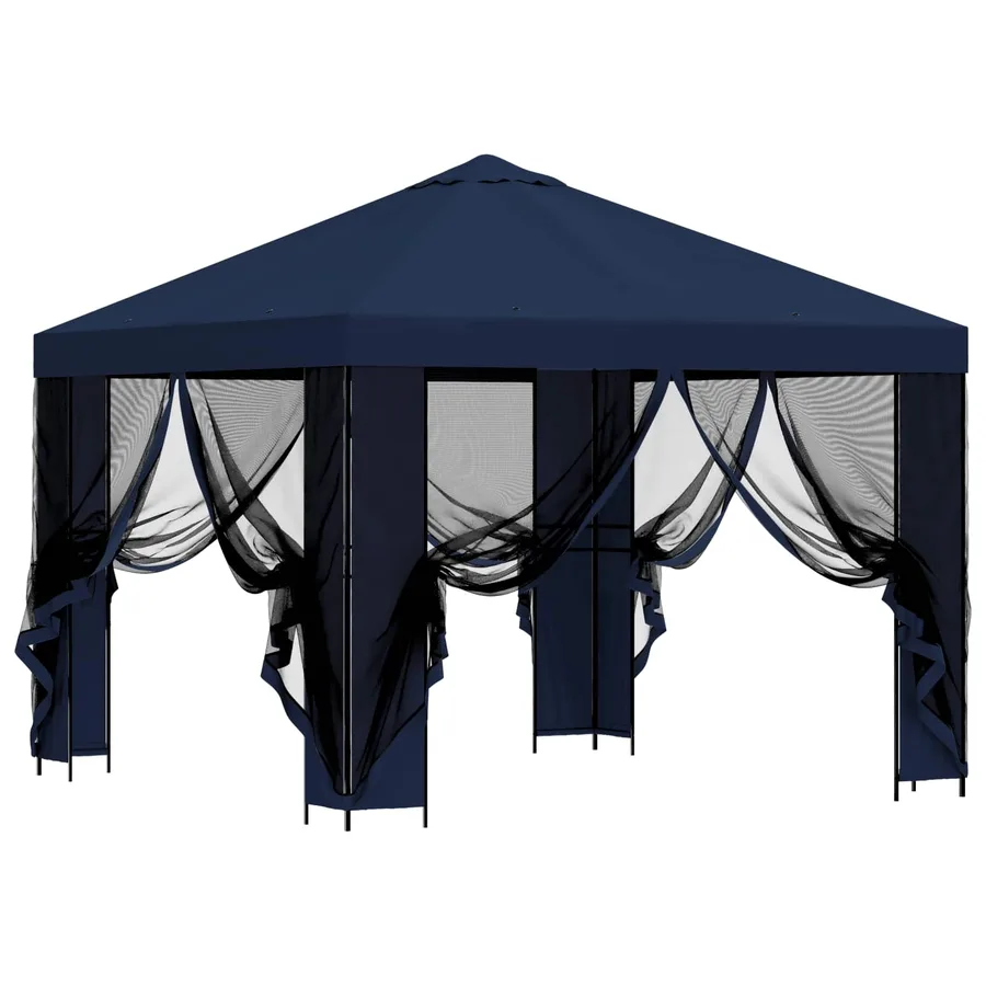 Abri de jardin avec parois 3 x 3 m Bleu Polyester et Acier - 4