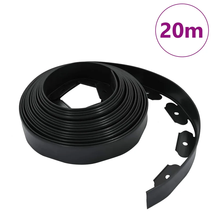 Bordures de pelouse Noir 2000 x 4 x 5 cm Plastique - 3