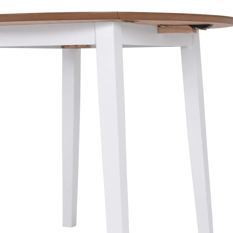 Table à manger ronde à abattant MDF blanc - 7