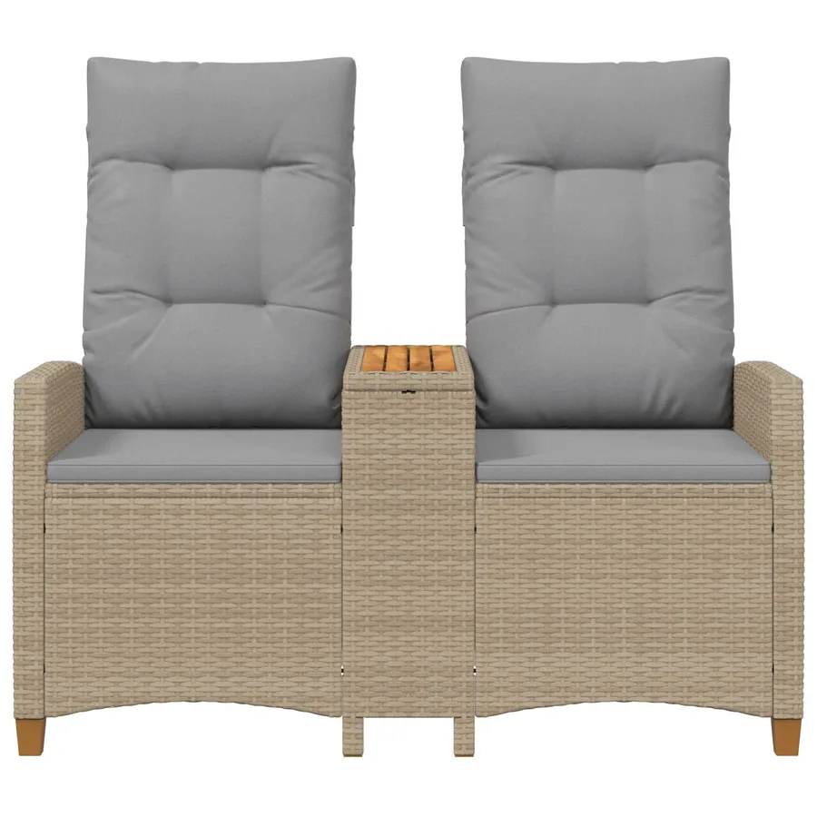 Banc inclinable avec table Beige et Gris clair polyrotin - 4