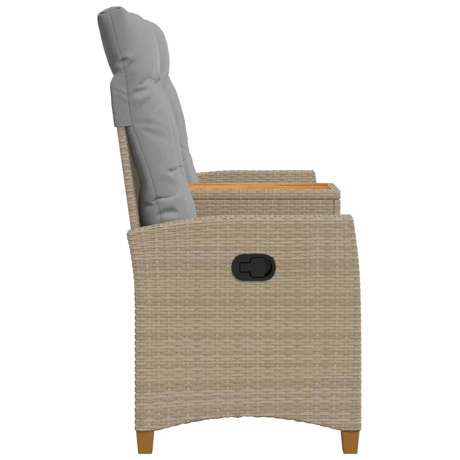 Banc inclinable avec table Beige et Gris clair polyrotin - 5
