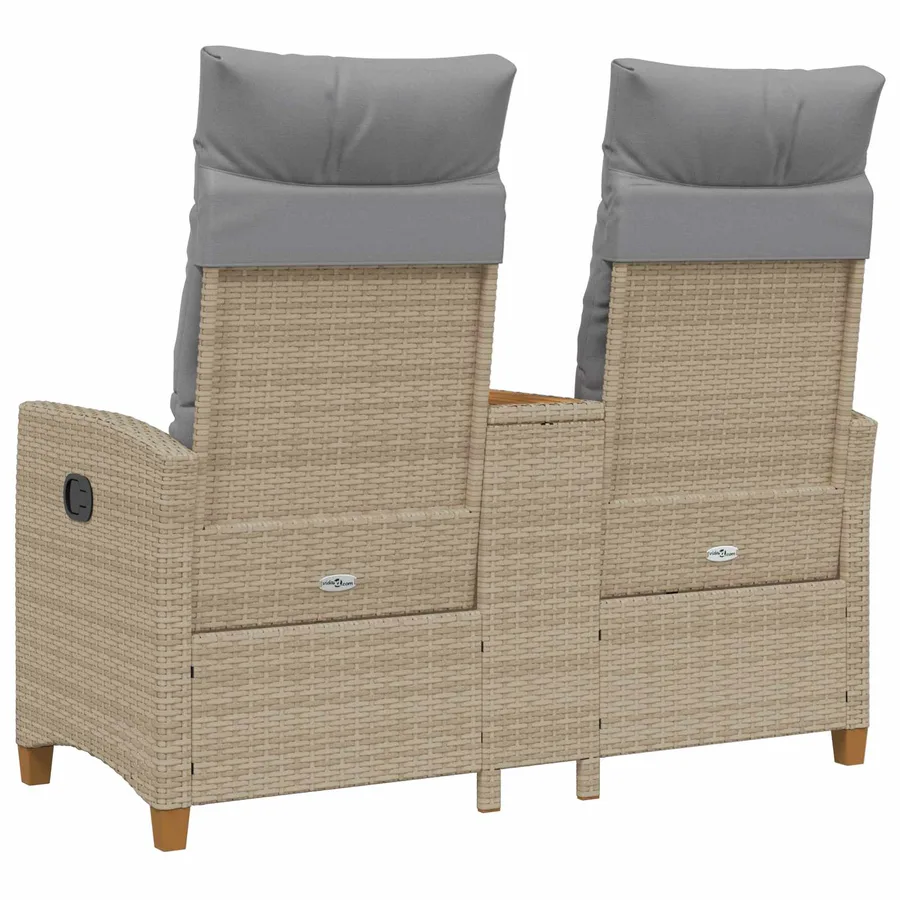 Banc inclinable avec table Beige et Gris clair polyrotin - 6