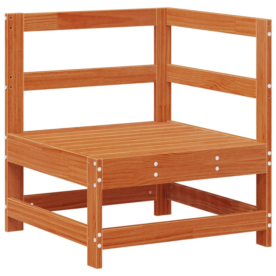 Canapé d'angle de jardin Bois de pin massif Brun cire - 3