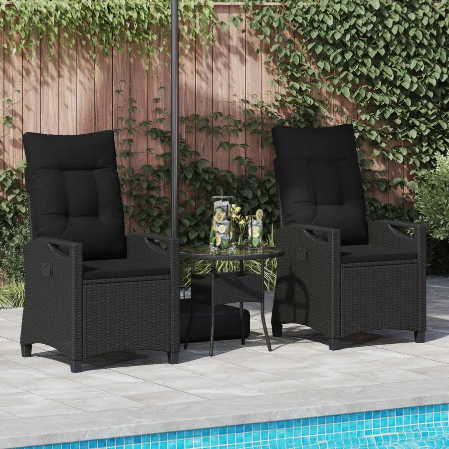 Chaise de jardin 2 pcs Noir 56 x 64 x 94 cm Acier et Polyester - 3