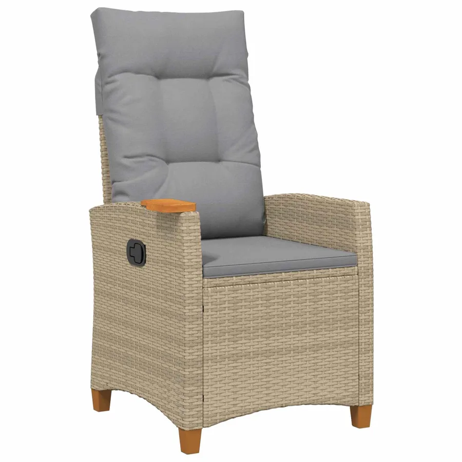 Chaise inclinable avec plateau à thé 62 x 64 x 112 cm polyrotin - 2