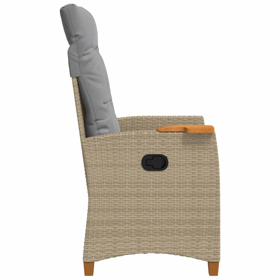 Chaise inclinable avec plateau à thé 62 x 64 x 112 cm polyrotin - 5