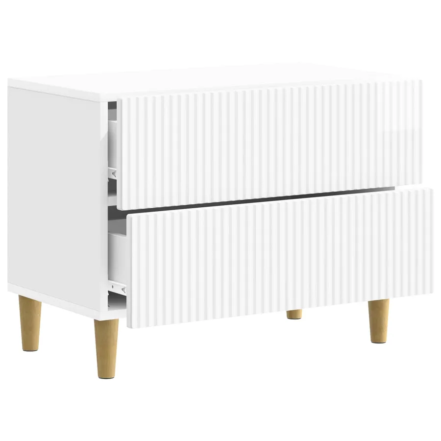 Cabinet de chevet avec tiroir Blanc brillant 62 x 34,5 x 48 cm - 4