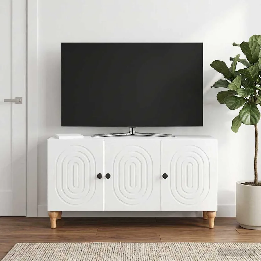 Meuble TV Blanc brillant 99 x 34,5 x 50 cm Bois d'ingénierie