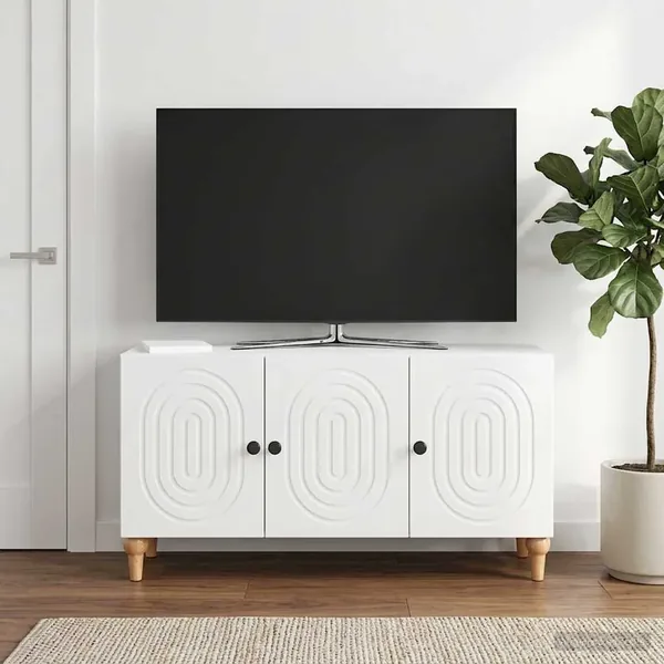 Meuble TV Blanc brillant 99 x 34,5 x 50 cm Bois d'ingénierie