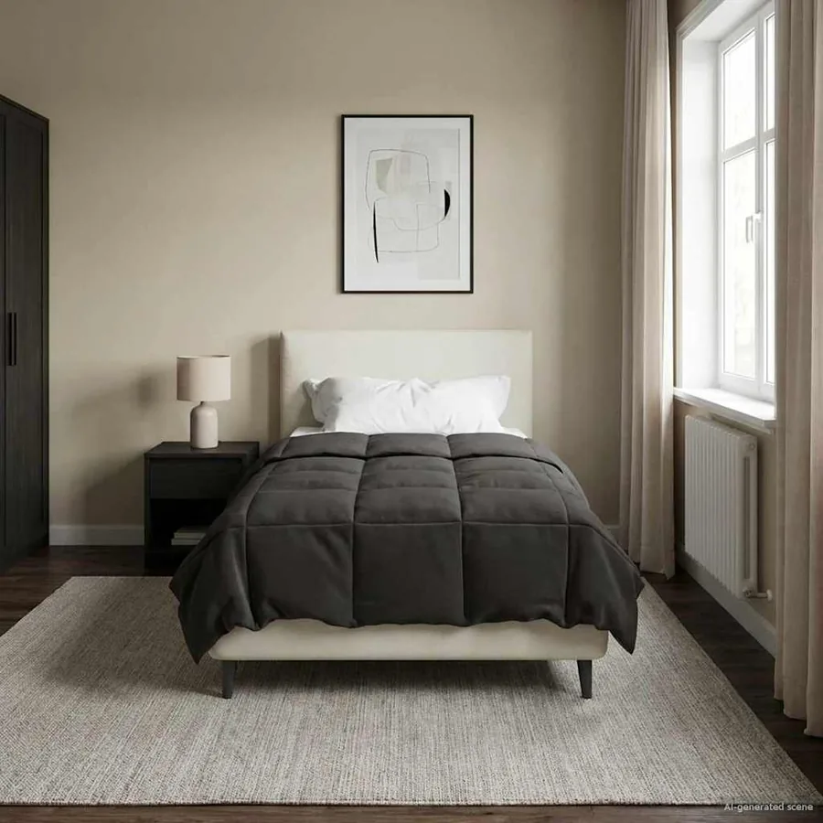 Duvet d'été simple Matelassé Anthracite 140 x 220 cm Microfibre
