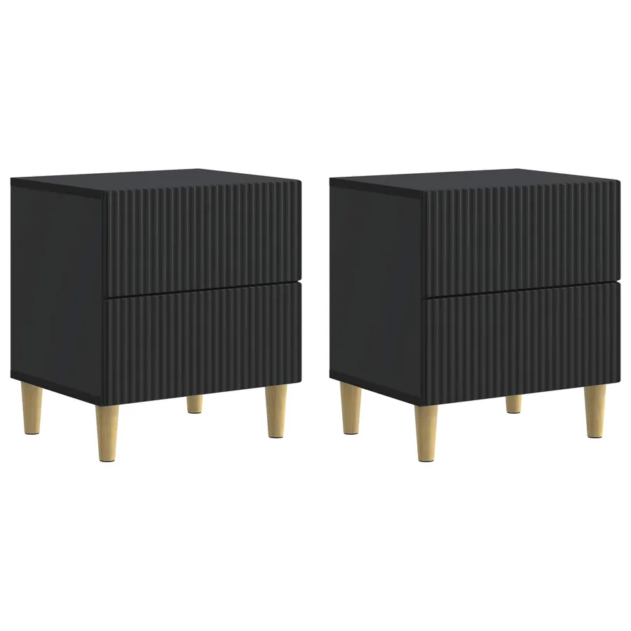 Cabinet de chevet avec tiroir 2 pcs Noir 43 x 34,5 x 48 cm - 2