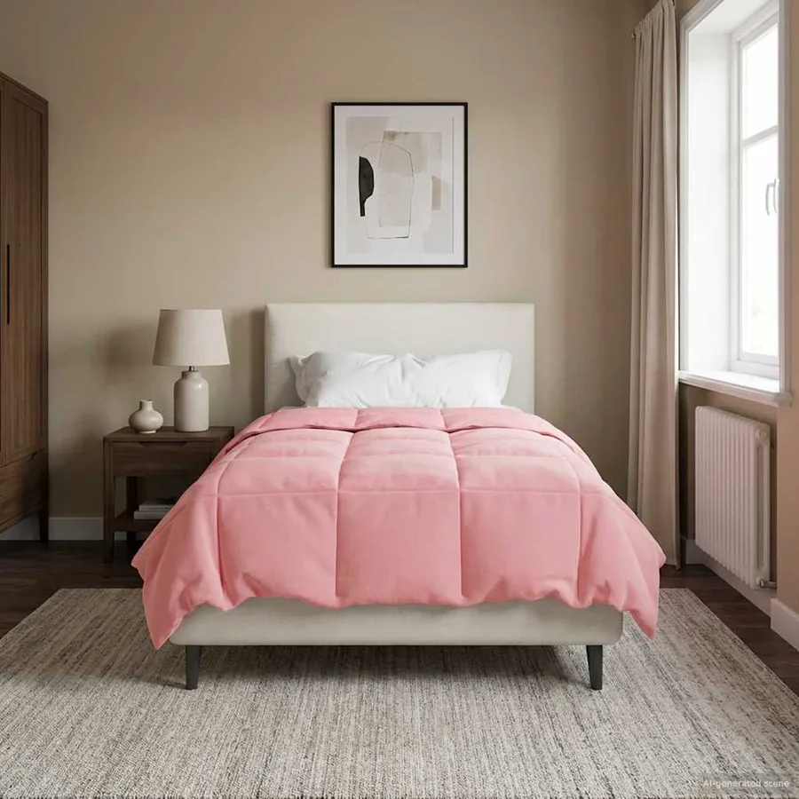 Duvet d'été simple Matelassé Rose 140 x 220 cm Microfibre - 4