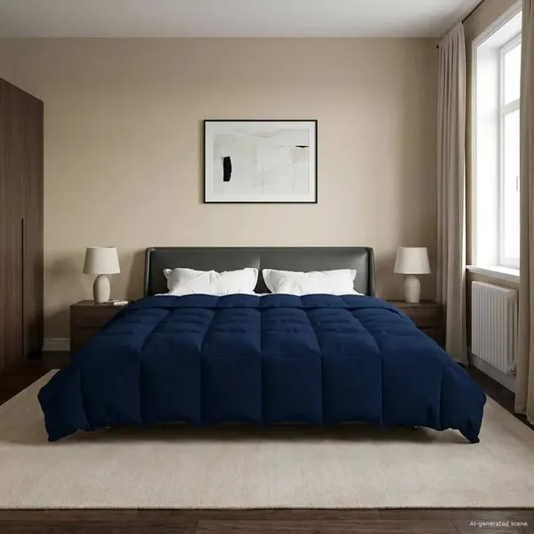 Duvet d'hiver Matelassé Bleu foncé 240 x 260 cm Microfibre