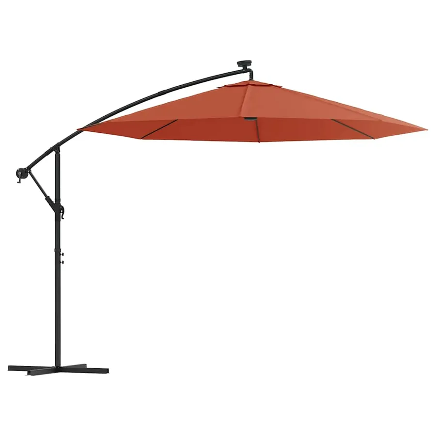 Parasol de jardin en porte-à-faux et lumières LED mât en acier - 2