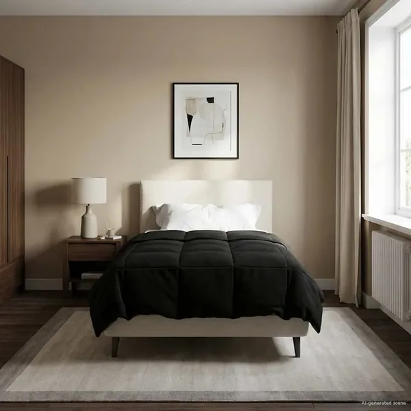 Duvet d'hiver Matelassé Noir 155 x 220 cm Microfibre