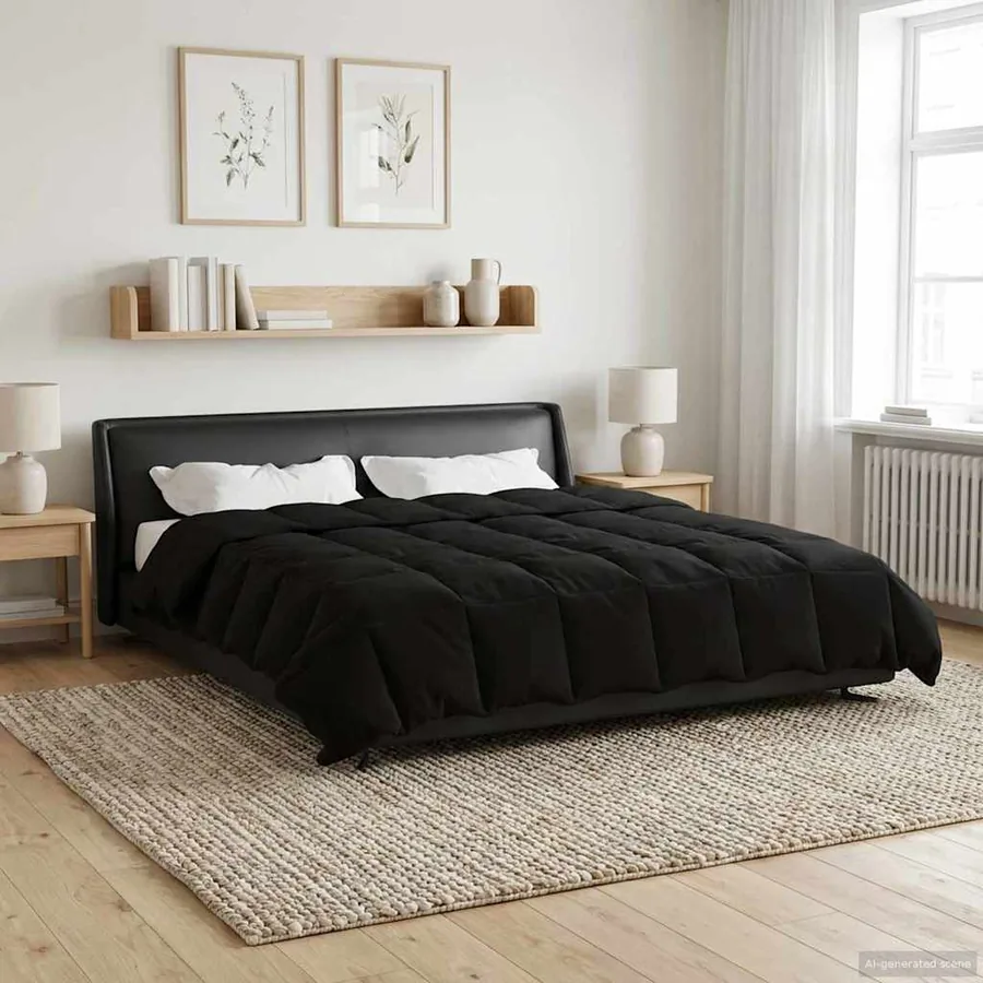 Duvet complet toute l'année Noir 200 x 240 cm Microfibre