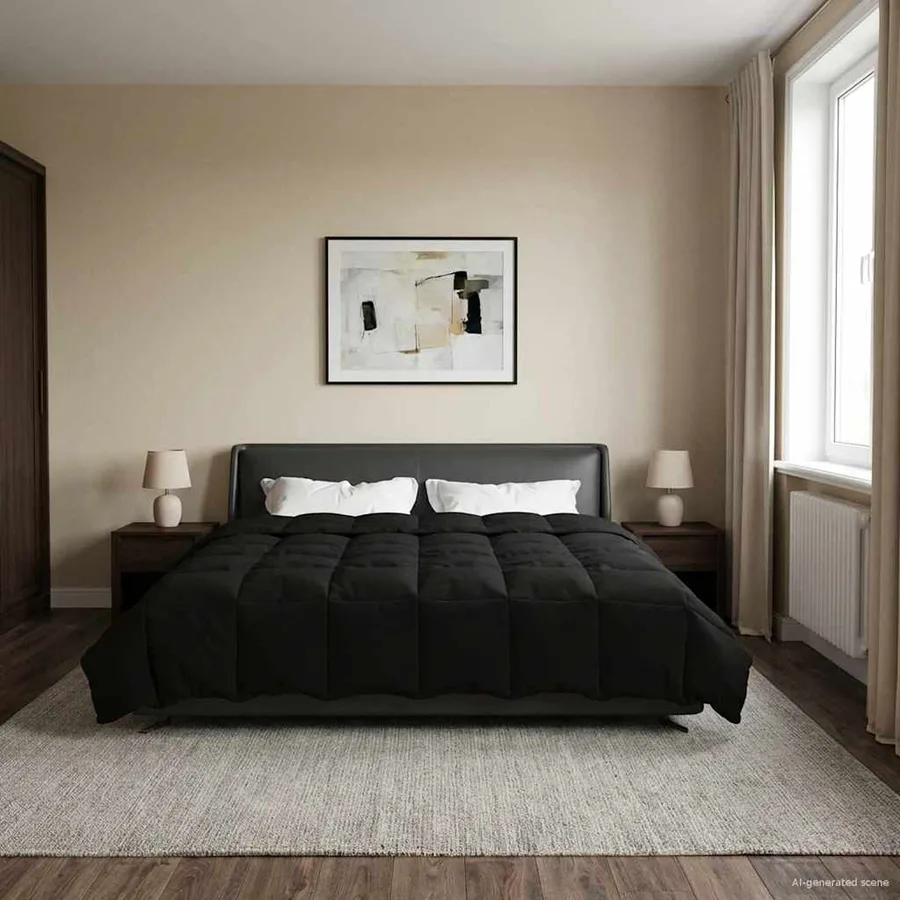Duvet complet toute l'année Noir 200 x 240 cm Microfibre - 4