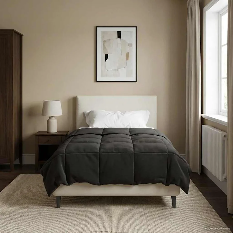 Duvet d'été simple Matelassé Anthracite 155 x 200 cm Microfibre
