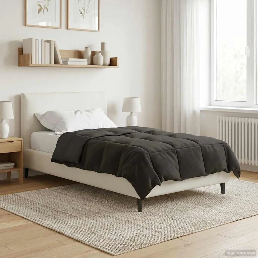 Duvet d'été simple Matelassé Anthracite 155 x 200 cm Microfibre - 4