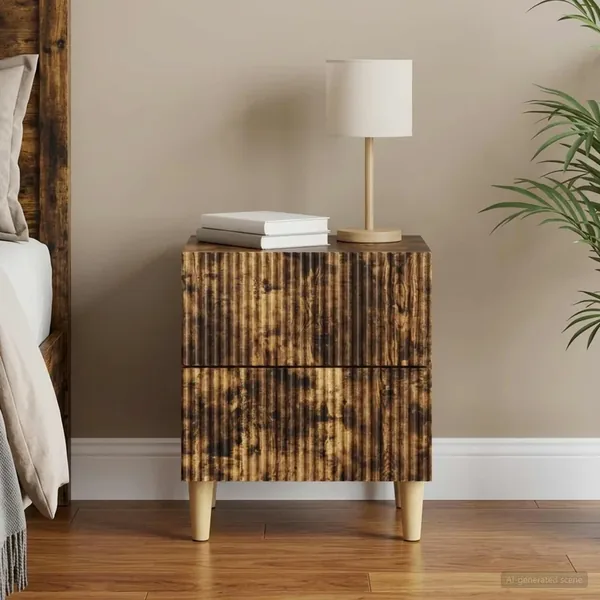 Cabinet de chevet avec tiroir Chêne fumé 43 x 34,5 x 48 cm