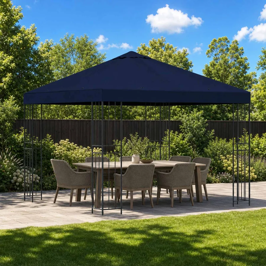Pavillon 3 x 3 m Bleu Polyester et Acier 190 gsm