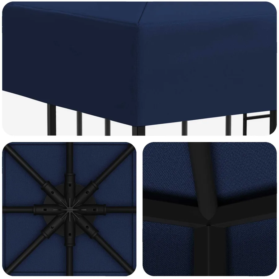 Pavillon 3 x 3 m Bleu Polyester et Acier 190 gsm - 5