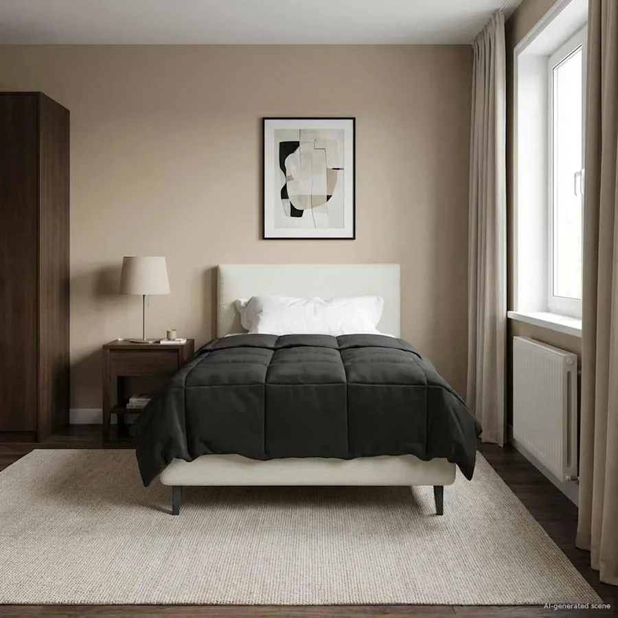 Duvet d'été simple Matelassé Anthracite 135 x 200 cm Microfibre - 4