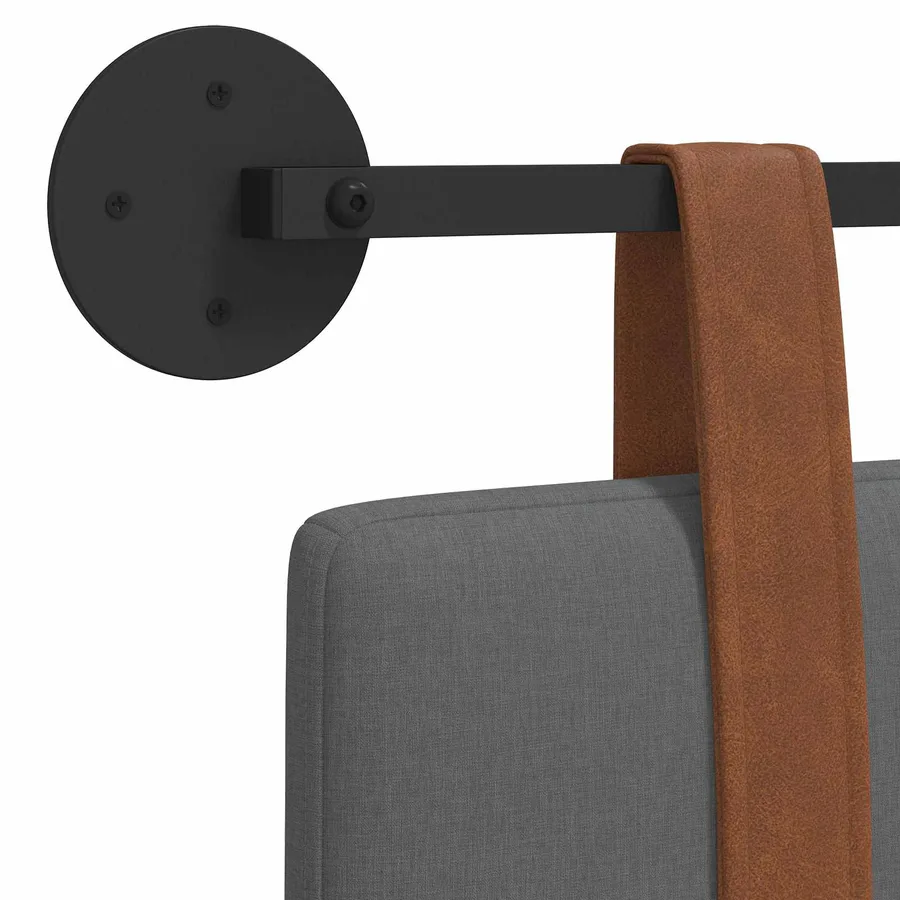 Tête de lit suspendue Uni Gris foncé 130 x 55 x 5 cm PU antique - 9