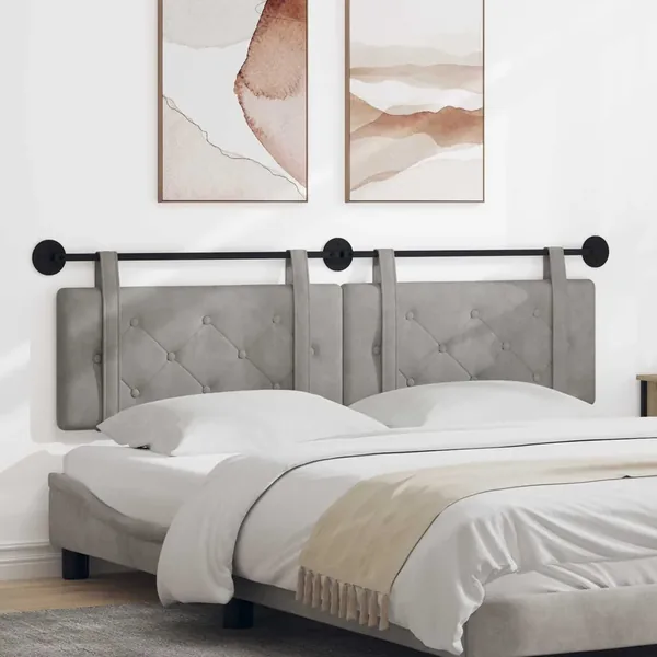 Tête de lit suspendue Gris clair Velours