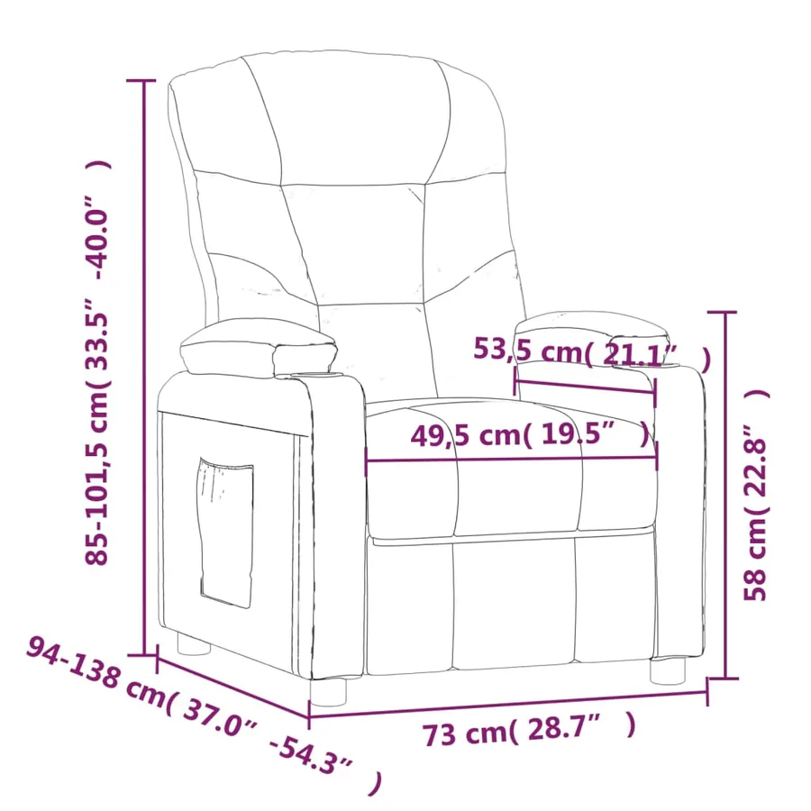 Fauteuil électrique de massage Marron foncé Tissu - 14