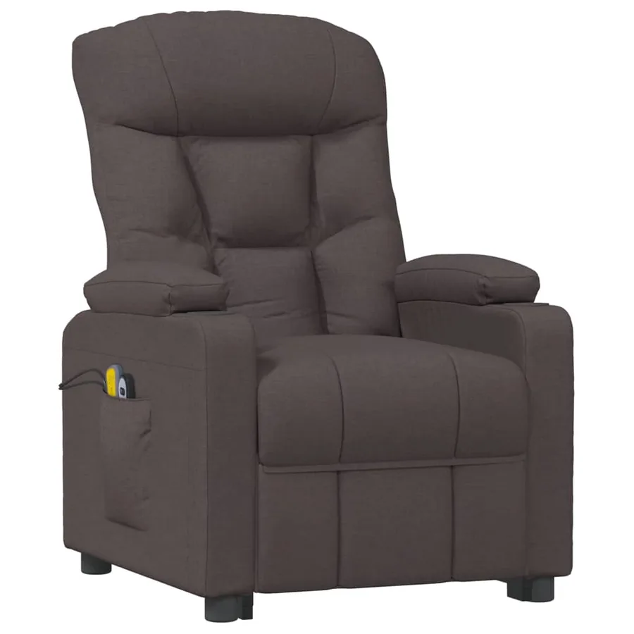 Fauteuil électrique de massage Marron foncé Tissu - 3