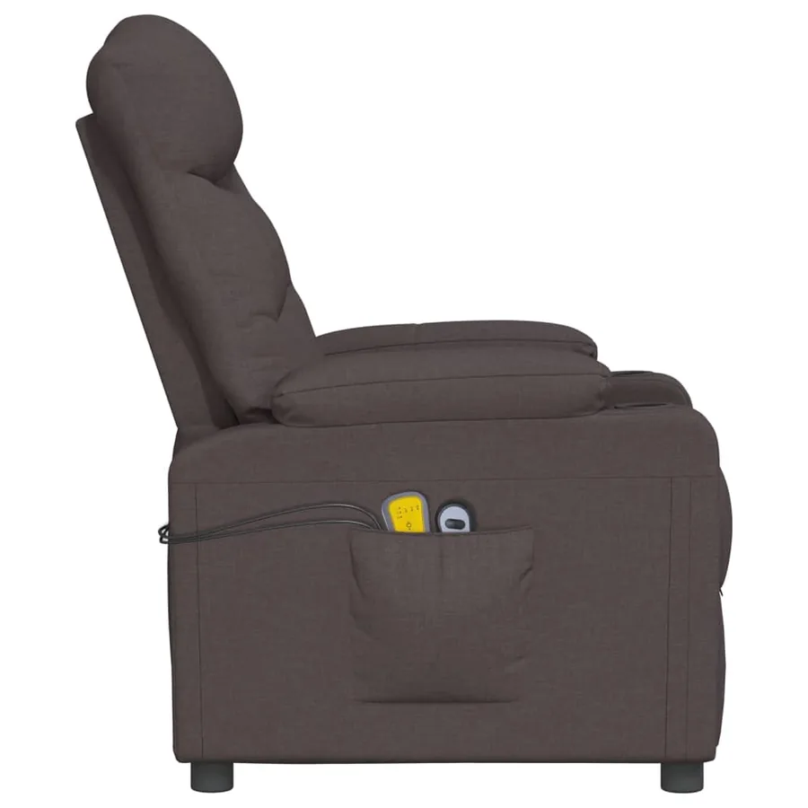 Fauteuil électrique de massage Marron foncé Tissu - 5