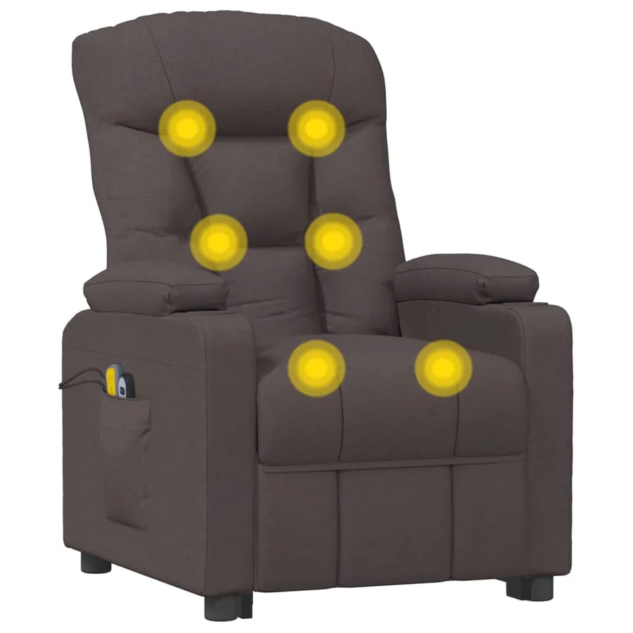 Fauteuil électrique de massage Marron foncé Tissu - 8
