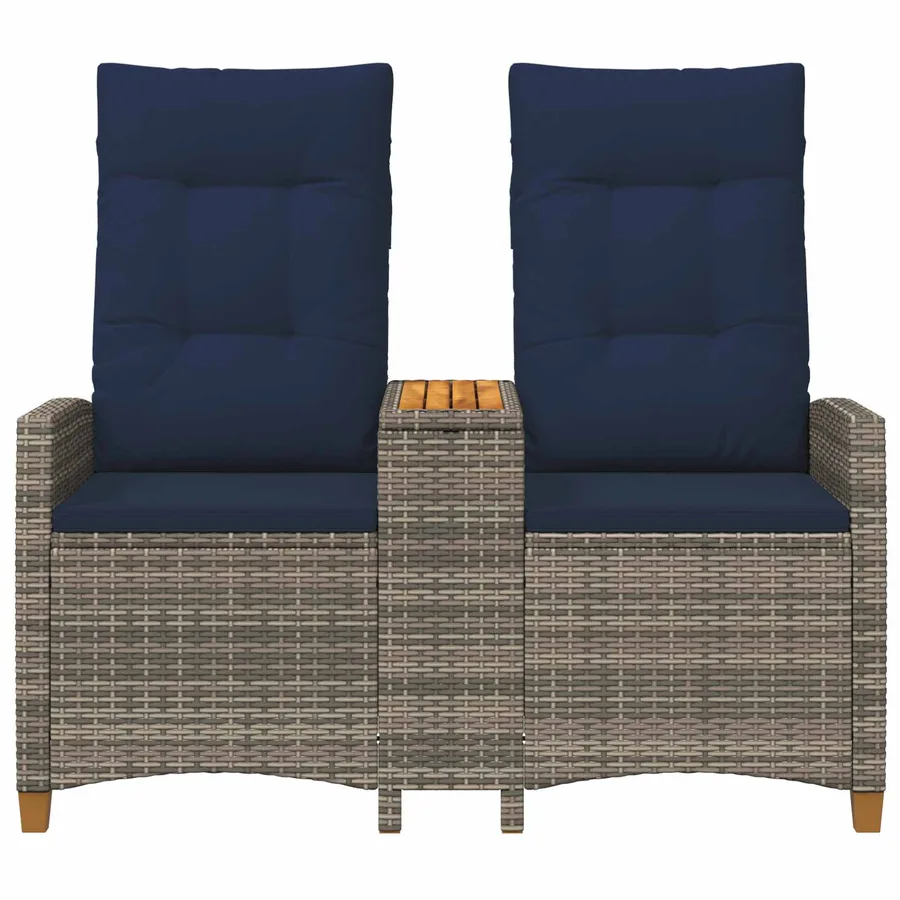 Banc inclinable avec table Gris et bleu marine polyrotin - 4