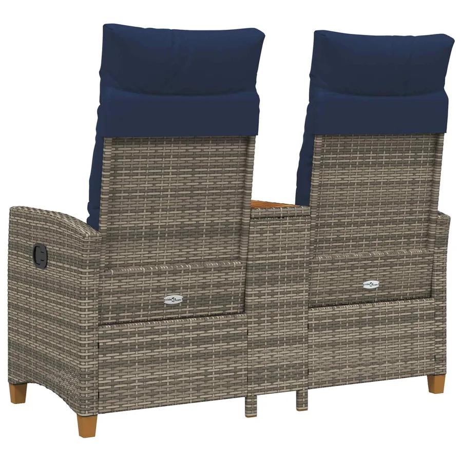 Banc inclinable avec table Gris et bleu marine polyrotin - 6