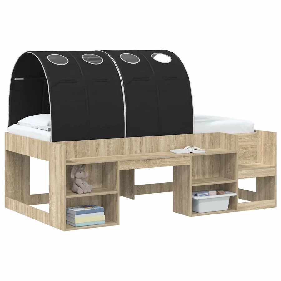 Tunnel de lit 2 pcs Noir 211 x 67,5 x 2 cm Polyester - 3