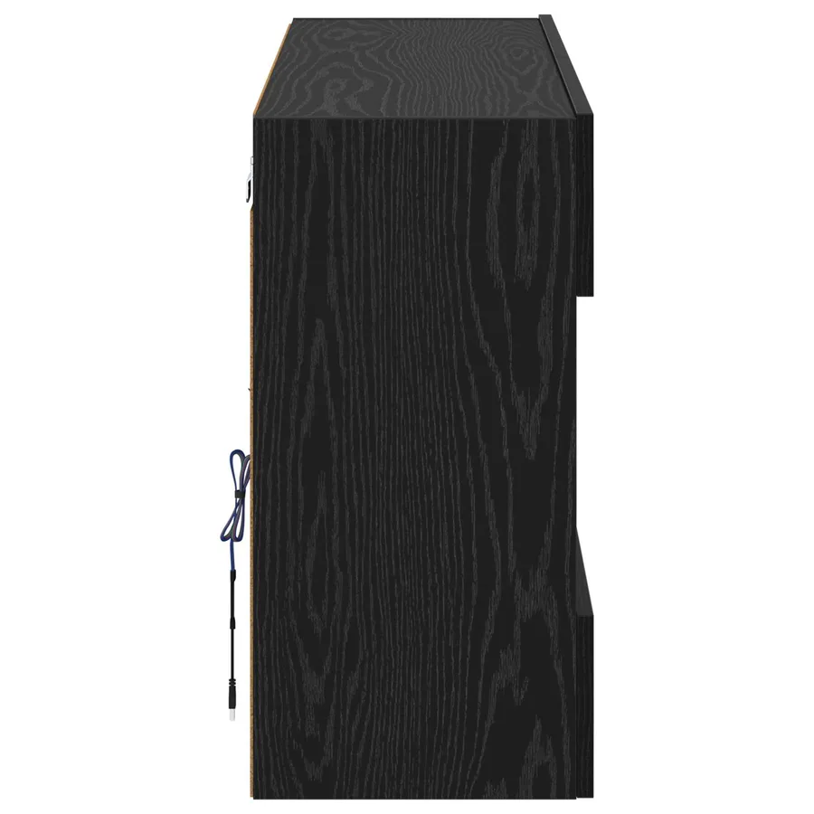 Meuble TV mural avec LED Chêne noir 98,5 x 30 x 60,5 cm - 9