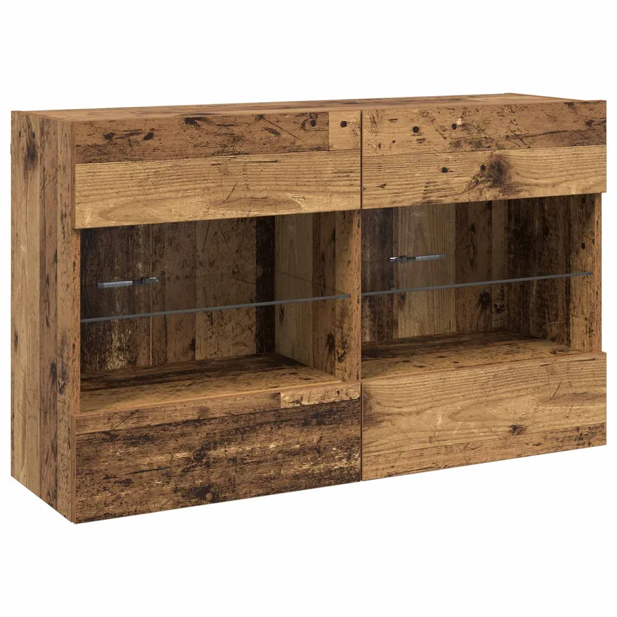 Meuble TV mural avec LED Bois Ancien 98,5 x 30 x 60,5 cm - 2