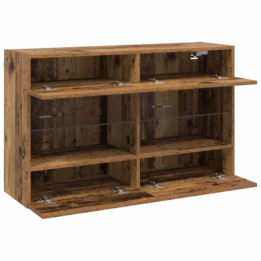Meuble TV mural avec LED Bois Ancien 98,5 x 30 x 60,5 cm - 7