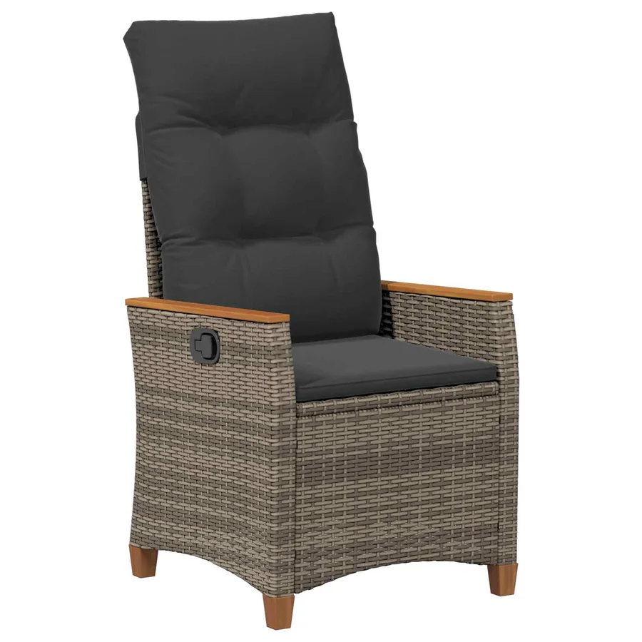 Chaise de jardin inclinable Gris et Gris foncé polyrotin - 2